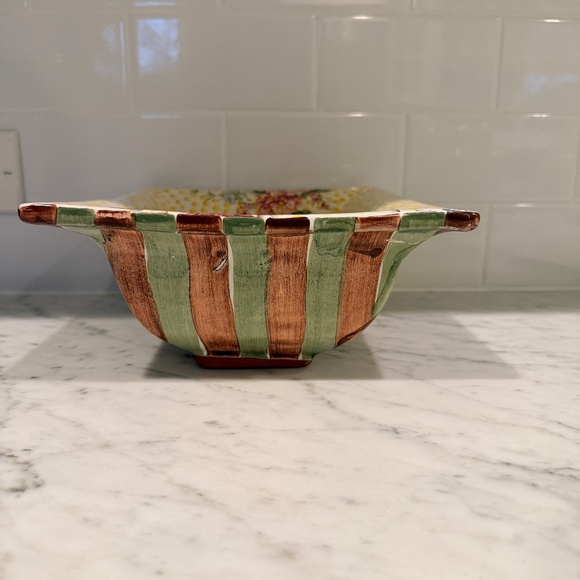MACKENZIE CHILDS FRANK AND MUSTARD SQUARE BOWL - Picture 4 of 6